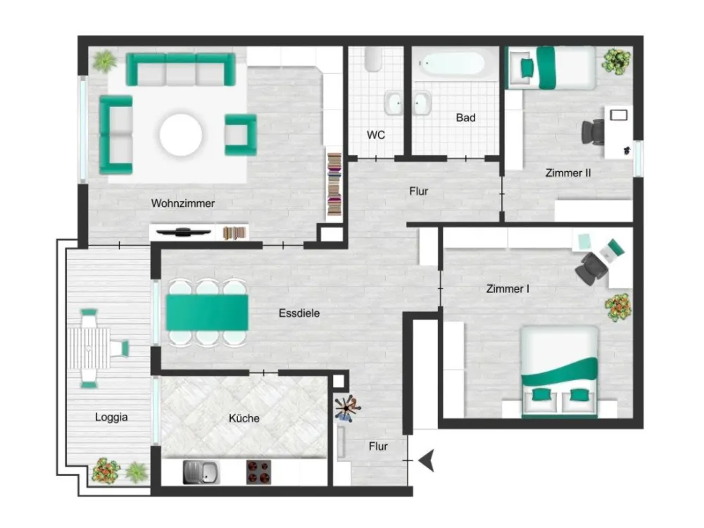 Sanierte 3.Zimmerwohnung mit Balkon und Stellplatz