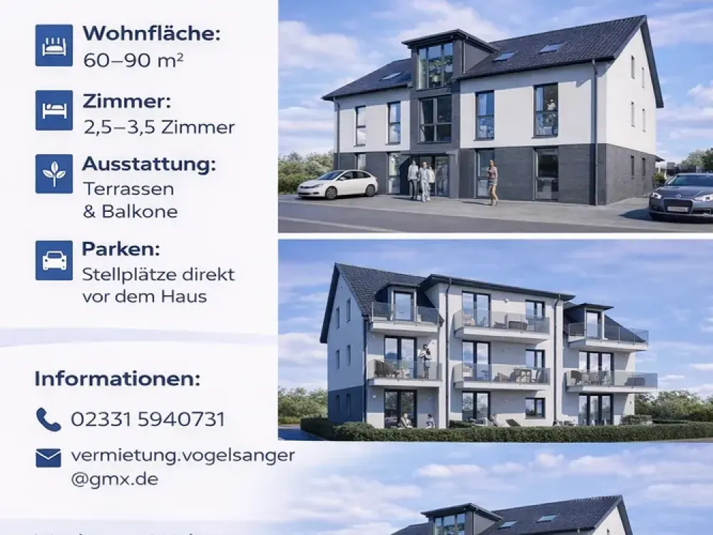 Exklusive 3,5‑Zimmer‑Wohnung mit Balkon- Erstbezug in Wetter‑Schmandbruch