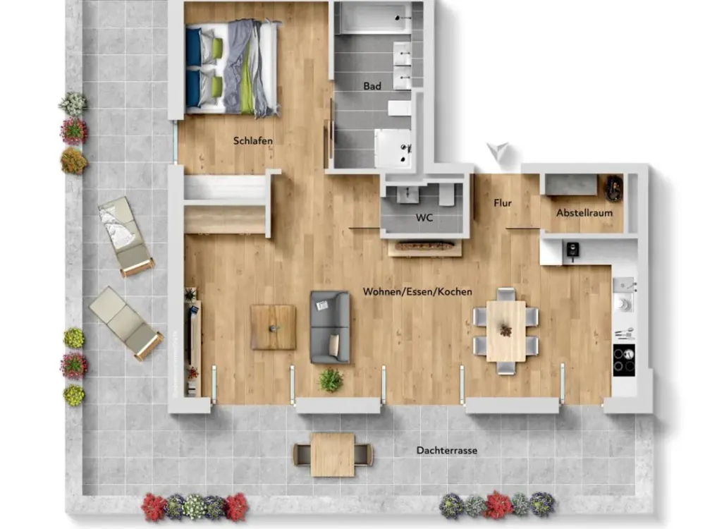 Neubauwohnung in beliebter Wohngegend mit Blick auf die Burg! 2-Zimmer-Wohnung mit EBK!