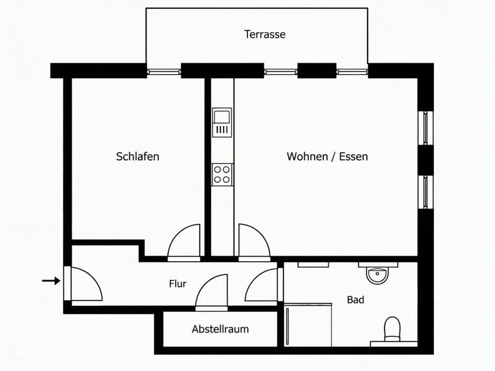 Moderne 2-Zimmer-EG-Wohnung mit Terrasse, Garten & Einbauküche