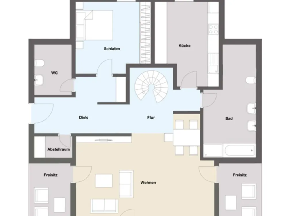 Wohnen auf 2 Ebenen 153qm Maisonette mit 3 Balkonen und TG