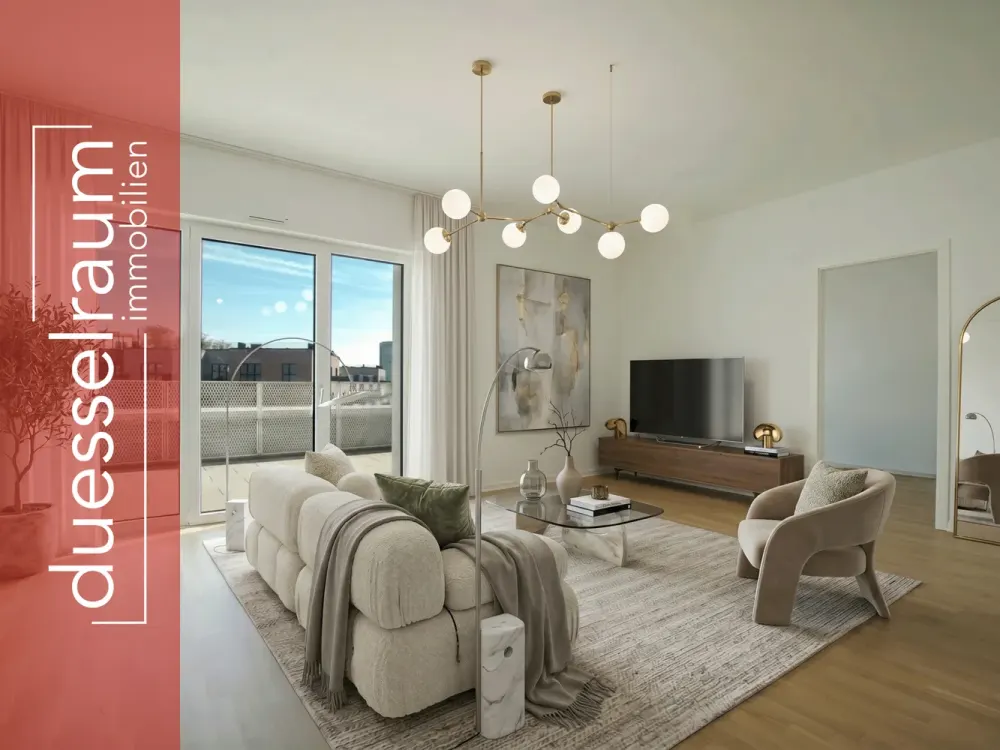 Düsseldorf-Derendorf: Penthouse with Built-in Kitchen in Quartier maxfrei, Spacious Living with a View