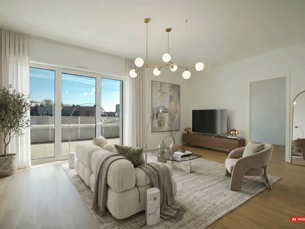 Düsseldorf-Derendorf: Penthouse with Built-in Kitchen in Quartier maxfrei, Spacious Living with a View