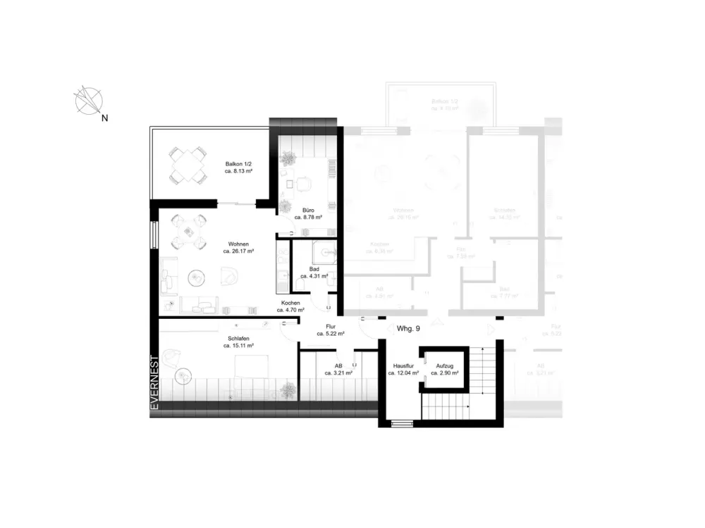Münster-Albachten: Barrierearme 3-Zimmer-Dachgeschosswohnung als Erstbezug m. Balkon & TG-Stellplatz