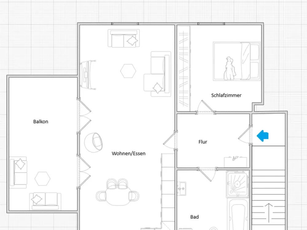 Dachgeschosswohnung mit großem Balkon