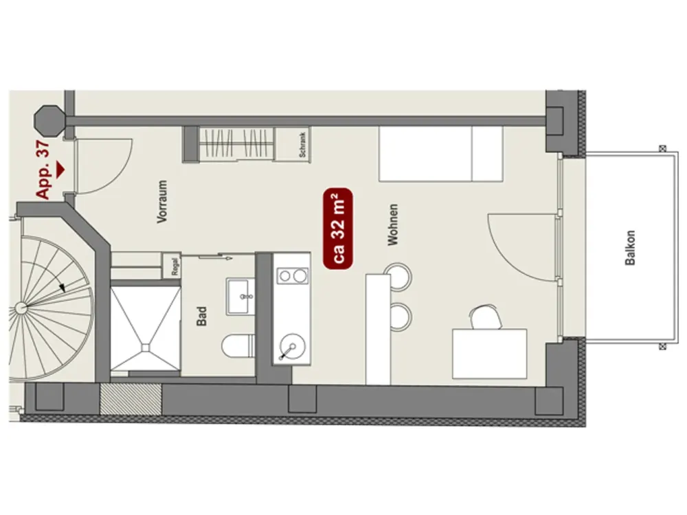 Vollmöbliertes M+ Apartment mit Balkon für Studenten oder Azubis / ALL-In Miete