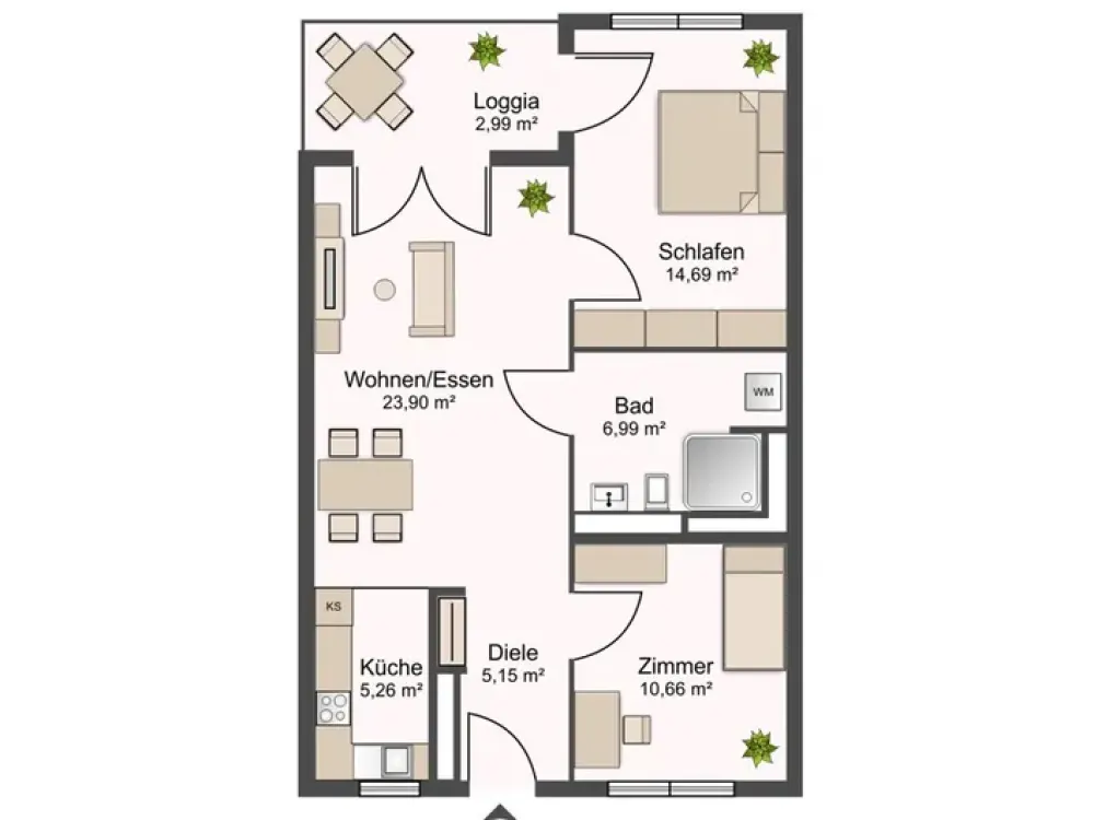 Stylish 3-Room Apartment with Loggia, Fitted Kitchen & Underground Parking in Rheinstetten