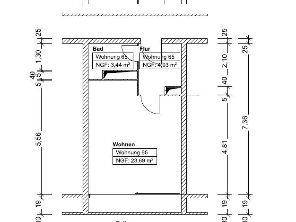 1 Zimmer Wohnung möbliert mit Balkon und Stellplatz