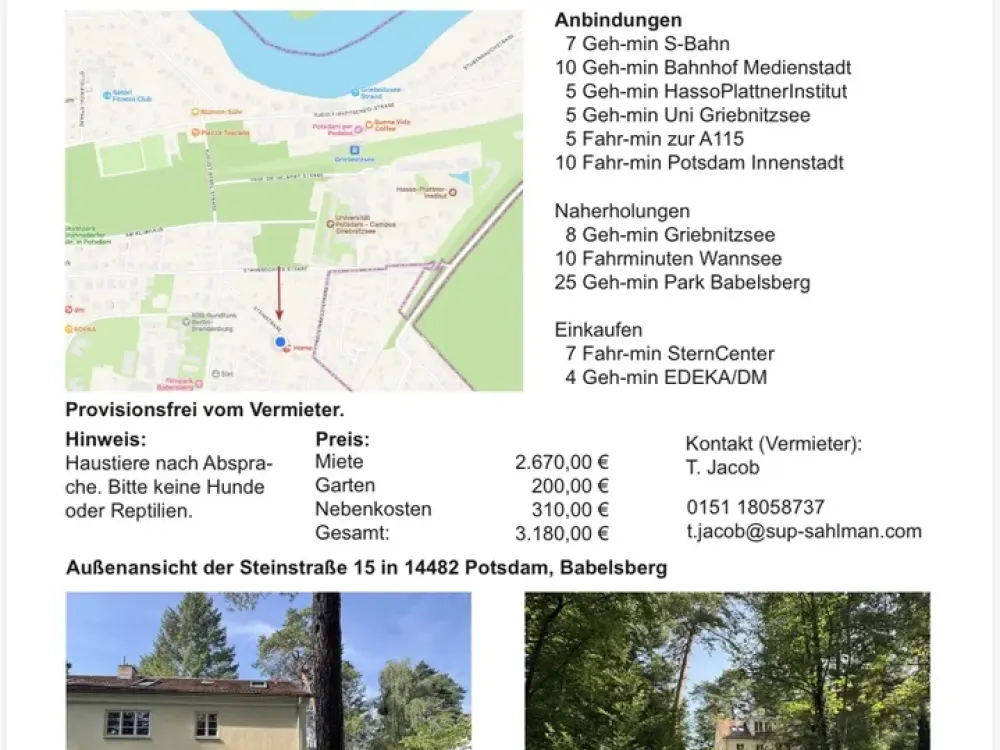Maisonette mit 4 Zimmern und gehobener Ausstattung in Potsdam / provisionsfrei vom Vermieter