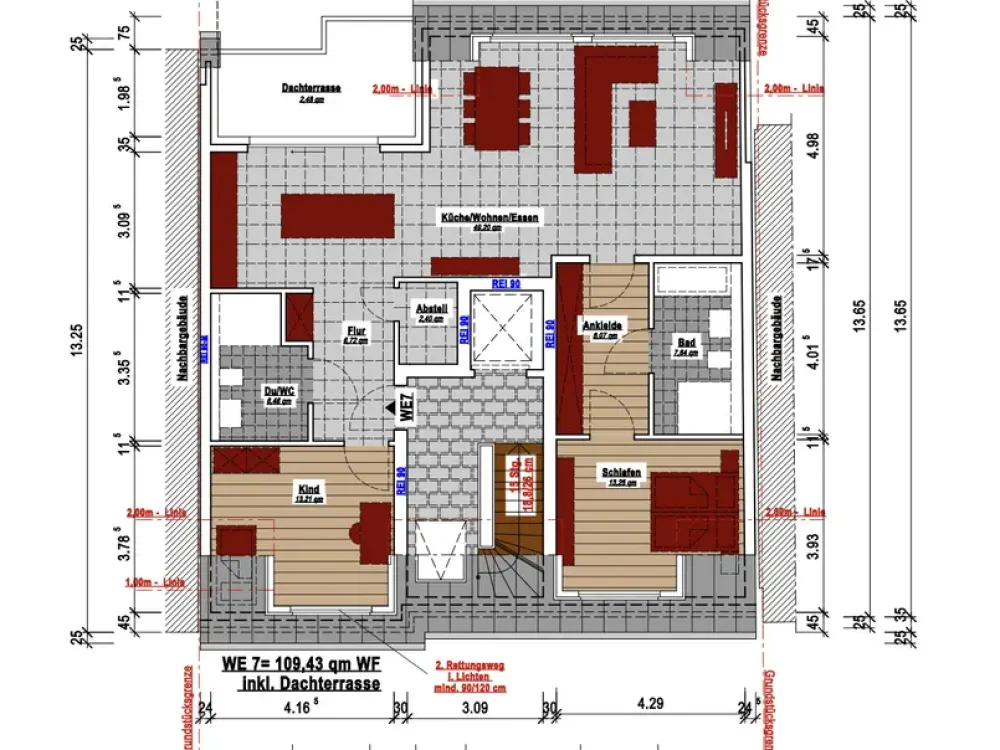 Fast neu in Fischeln: 3-Zimmer DG-Wohnung mit Süd-Terrasse, Aufzug, Erdwärmpume & Fußbodenheizung