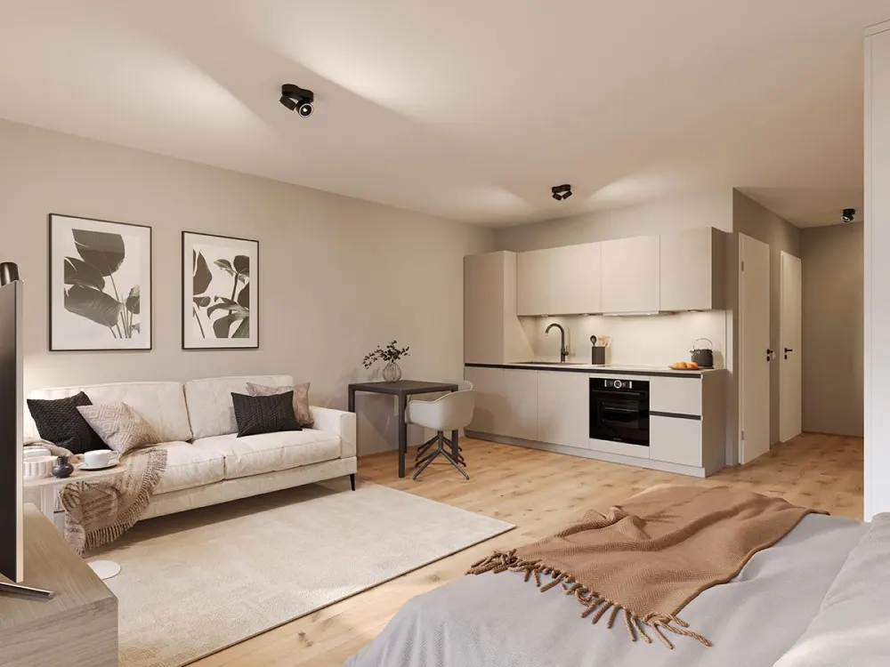 New Build First Occupancy; Exclusive and High-Quality Equipped 1-Room Terrace Apartment in House B