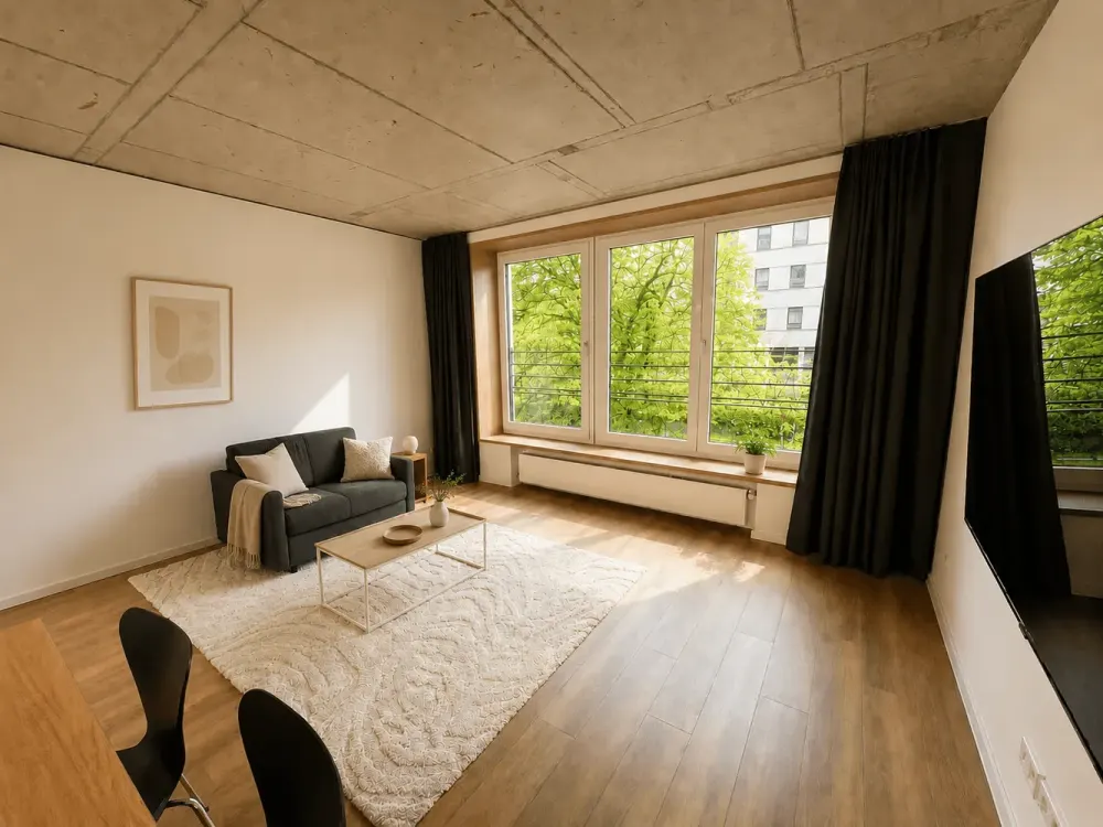 Großzügige, möblierte 2-Zimmerwohnung mit offenem Wohnkonzept und Kochinsel