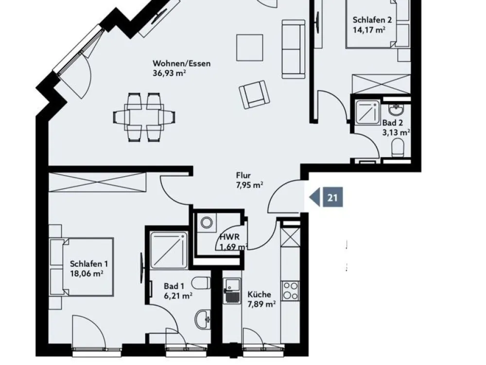 Living on Kurfürstenallee. Top equipped 3-room apartment with balcony