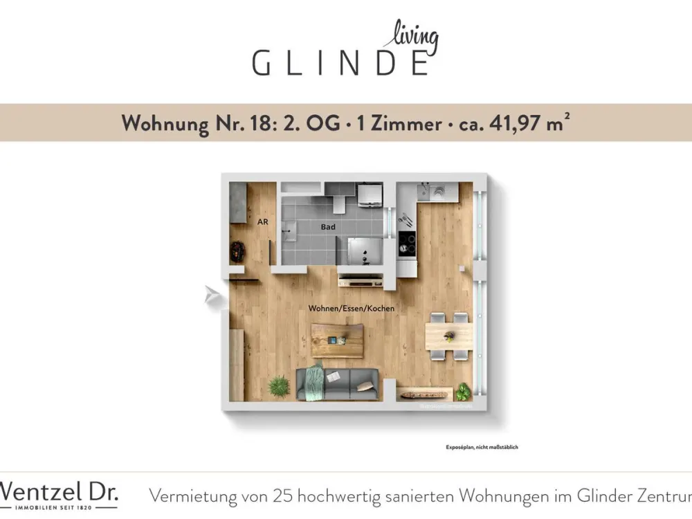 Moderne 1-Zimmer-Wohnungen im Neubau in Glinde- Wentzel Dr.