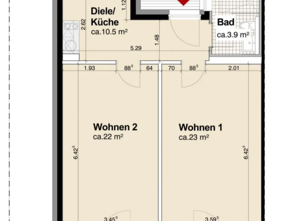 Teilmöblierte 2-Zimmerwohnung in Münster-Gievenbeck ab 15.10.