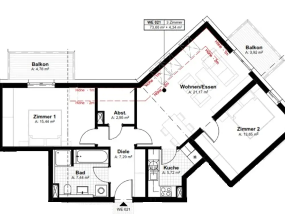 3-Zimmer Wohnung mit 2 Balkonen im DG in Berlin-Baumschulenweg