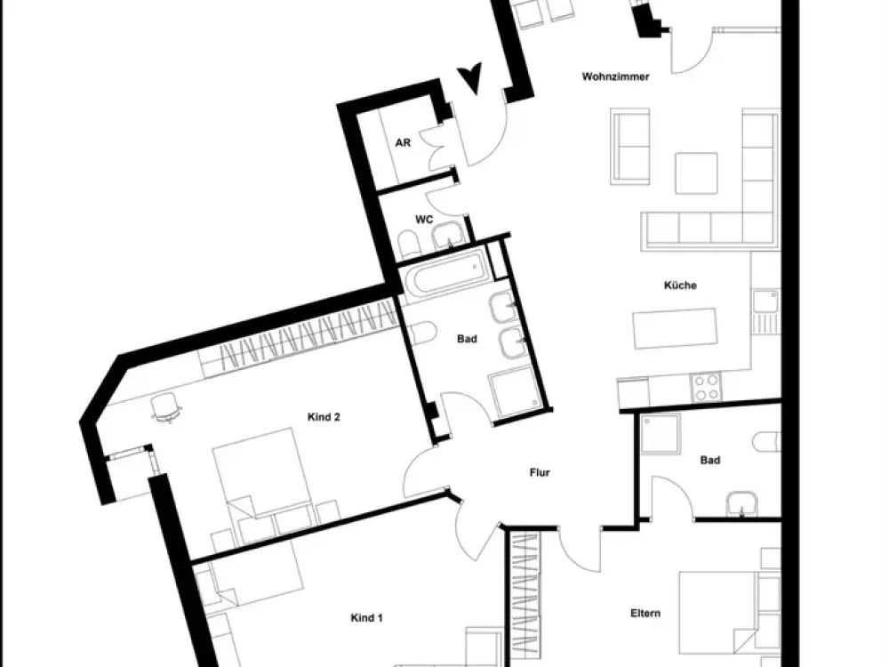 Großzügige 4-Zimmer-Wohnung mit ca. 135 m², Balkon, 2 Bädern