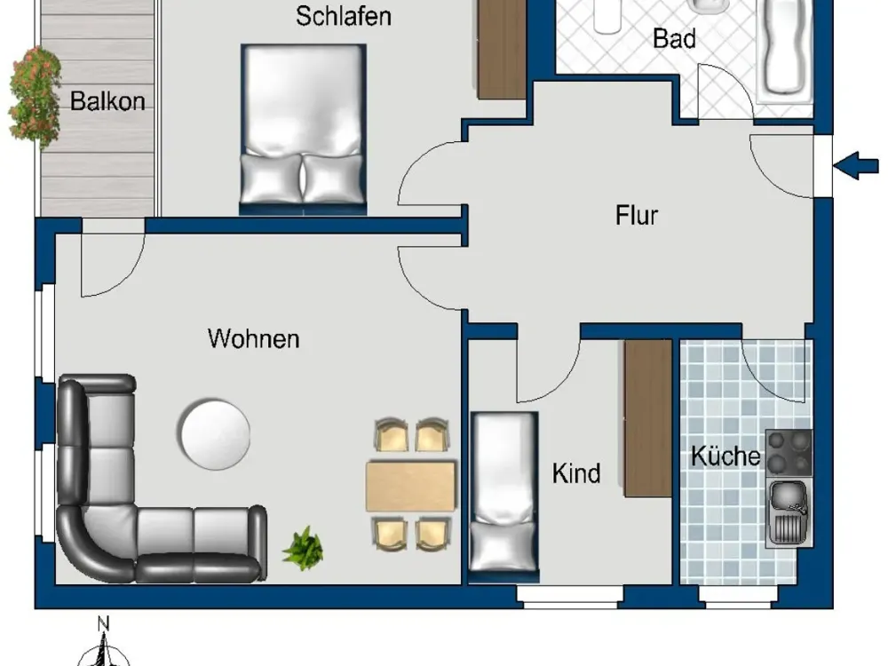 Helle 3-Zimmerwohnung mit Weitblick