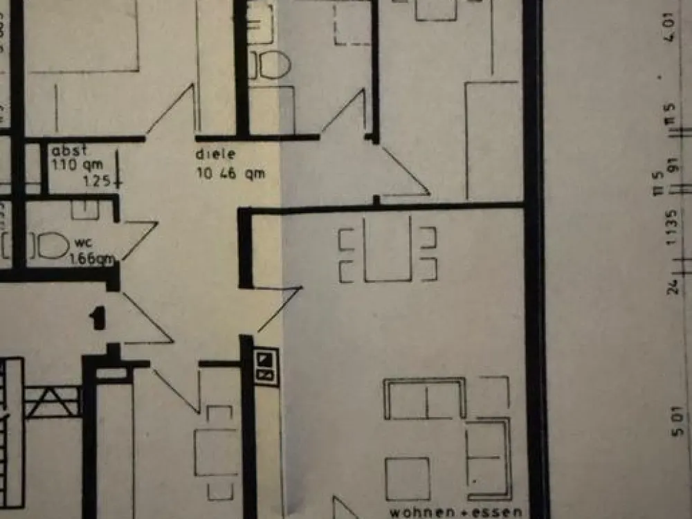 D´dorf Flehe: Wohnung 3 Zi, Kü, Bad, WC, Balkon, Keller