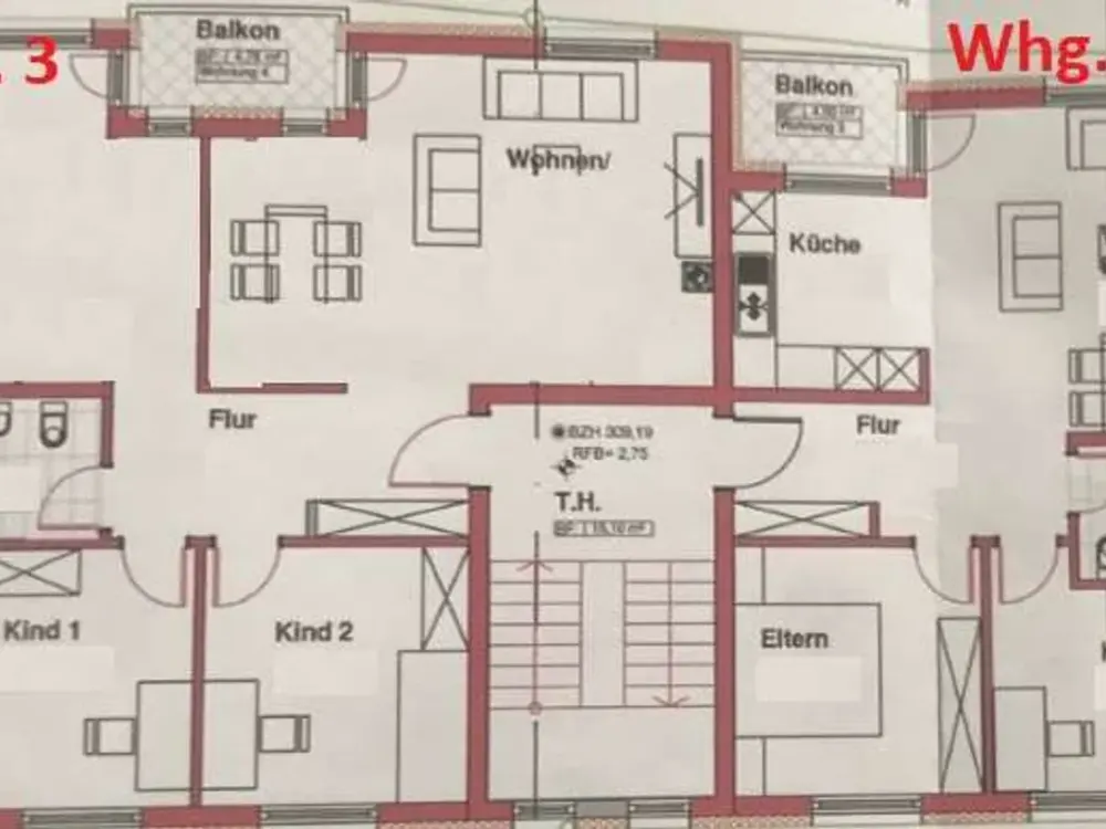 3 Zi.-OG-Whg. mit Balkon, Fußbodenheizung und Garage (Whg. 4)
