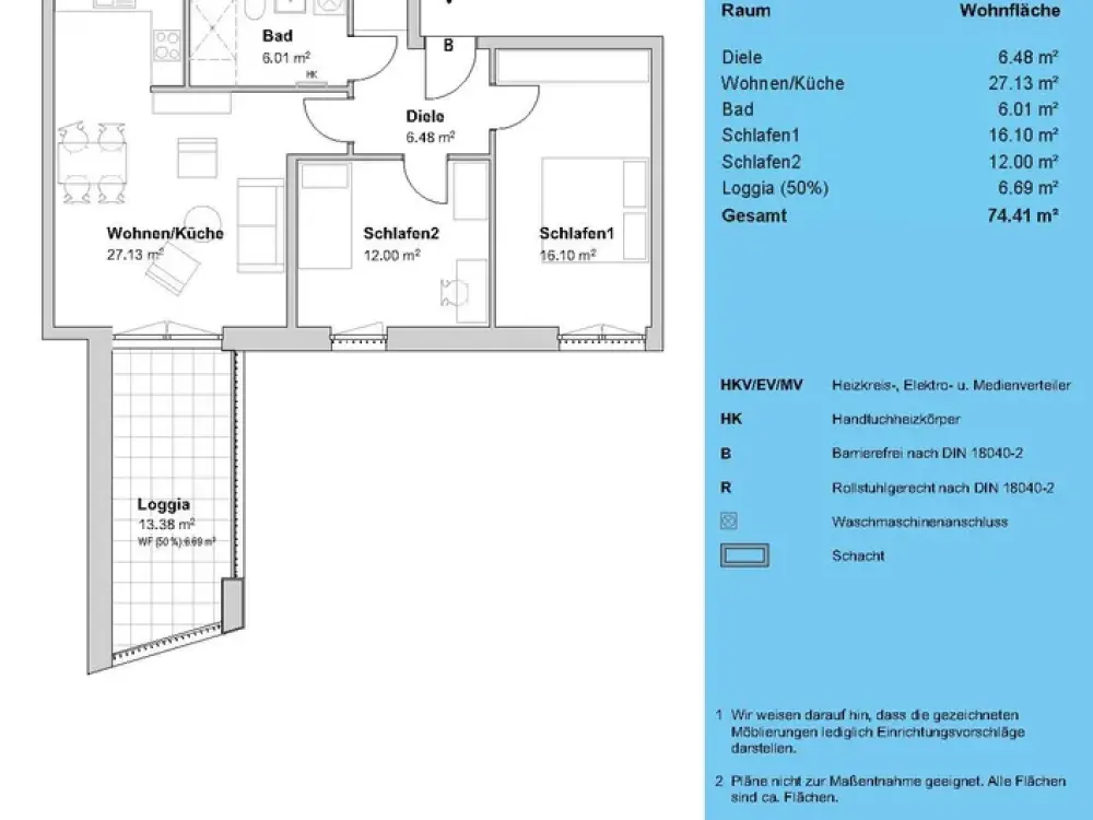 Freifinanzierte gut geschnittene 3-Zimmer-Wohnung