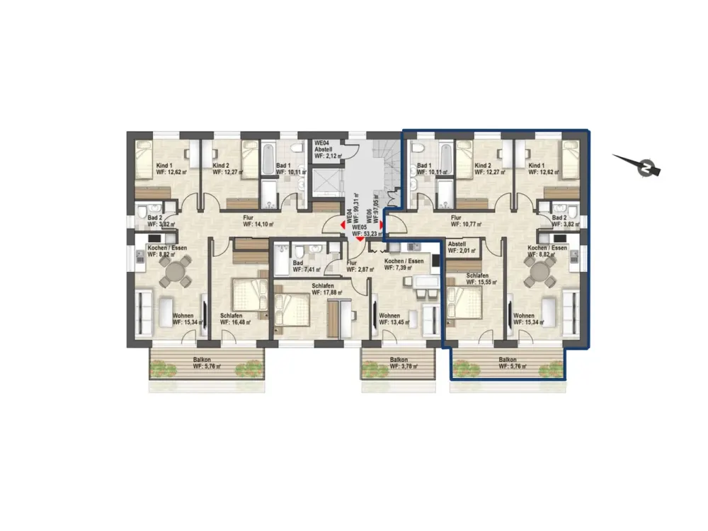 Moderne 4-Zimmer-Wohnung im Erstbezug, großzügig & mit Balkon