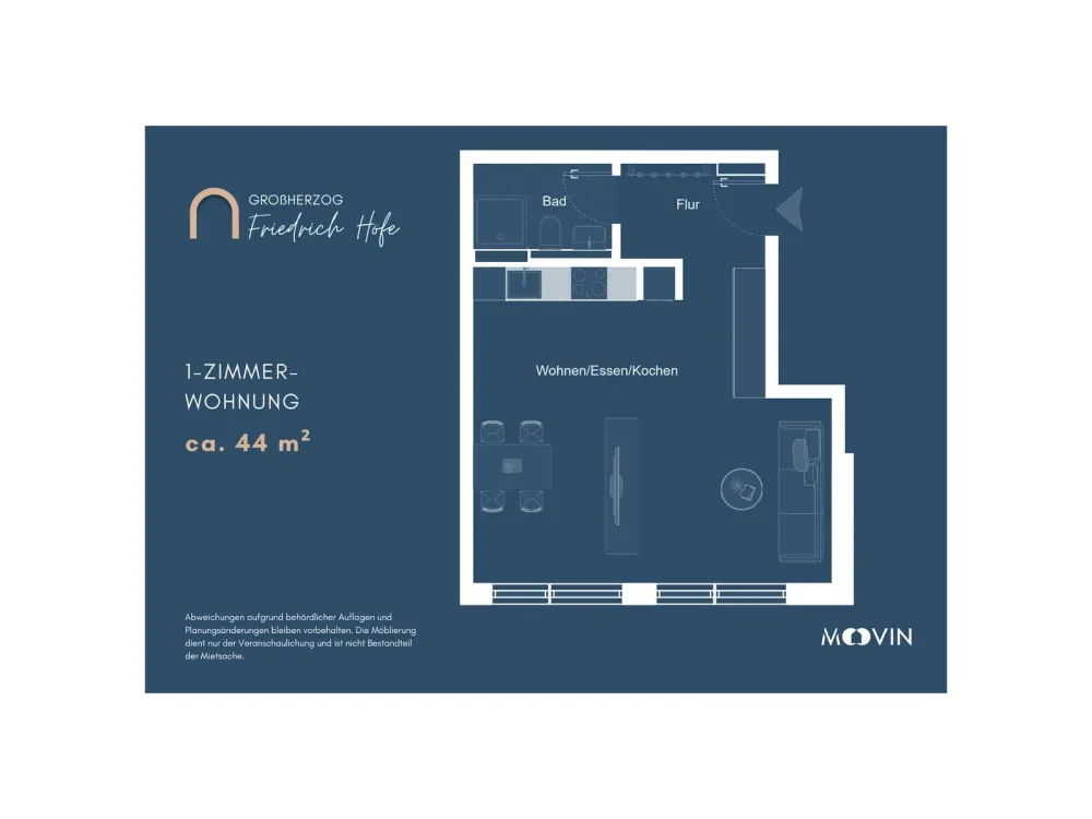 Perfekt für Singles: 1-Zimmer-Apartment mit EBK im Neubauquartier "Großherzog Friedrich Höfe"