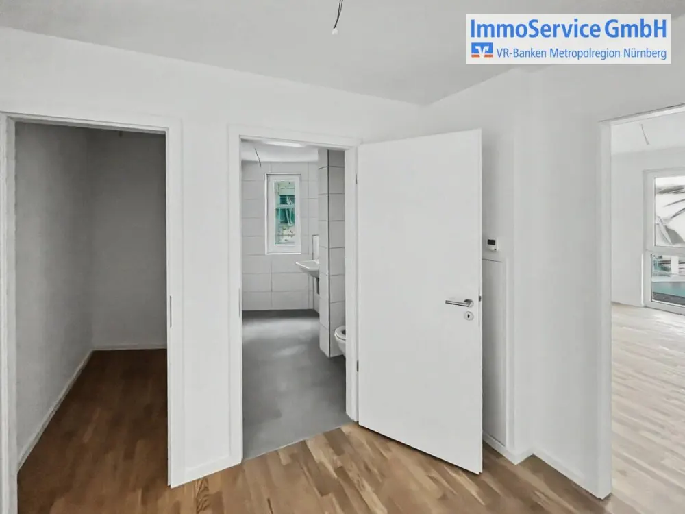 First occupancy of the modern 2-room apartment with balcony, fitted kitchen and underfloor heating in Nürnberg-Nordost