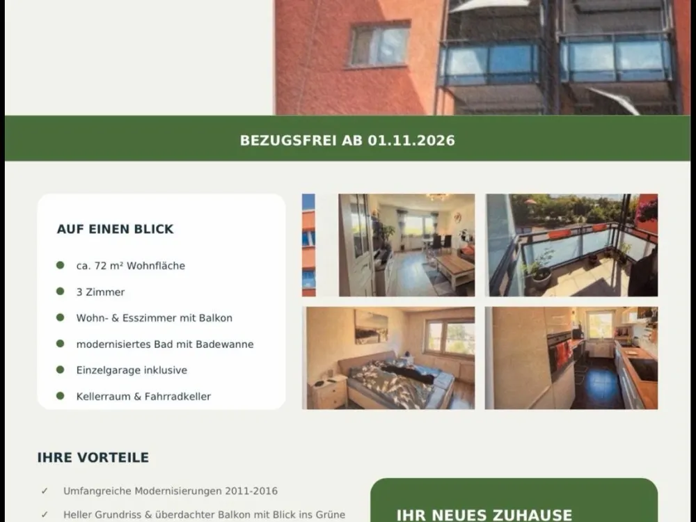 3-Room Apartment in Dormagen Including Kitchen and Garage