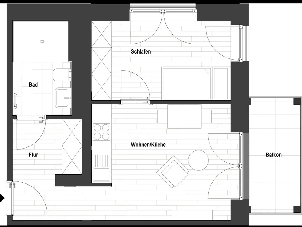 Sanierte 2-Zimmer Wohnung in Flingerns Herzstück (WE 1.21/29/37/45/52/58/64)) | mit EBK und Balkon!