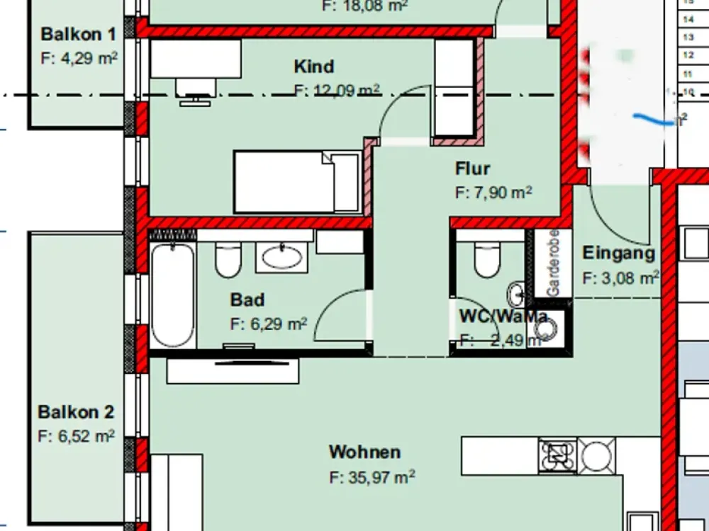 3-Zimmer-Wohnung mit 3 Balkonen in Bruchsal