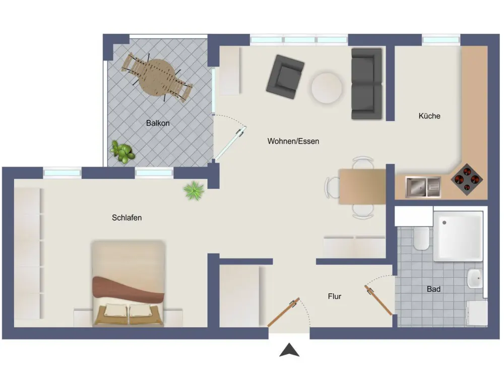 2-Zimmer-Senioren-Wohnung mit erfrischendem Balkon und neuer Einbauküche im Seniorenwohnpark Neulichtenhof