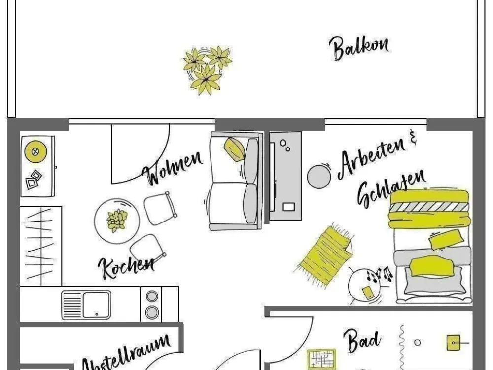 Möbliertes Penthouse -Apartment mit Dachterrasse