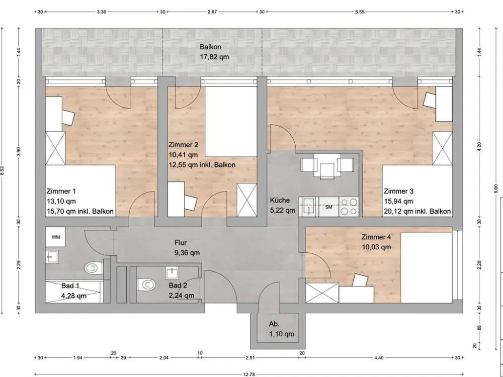Frisch renoviertes Zimmer mit Balkon für Studenten & Young Professionals