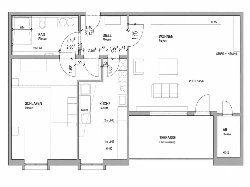 Penthouse mit Dachterrasse, Erstbezug: 2 Zimmer, 67 m² (Meerbusch-Büderich)