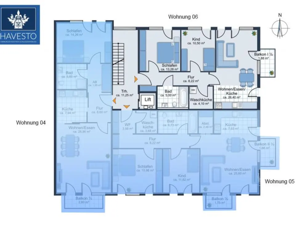 Frisch gestrichen! Drei-Zimmer Wohnung mit zwei Balkonen und Einbauküche