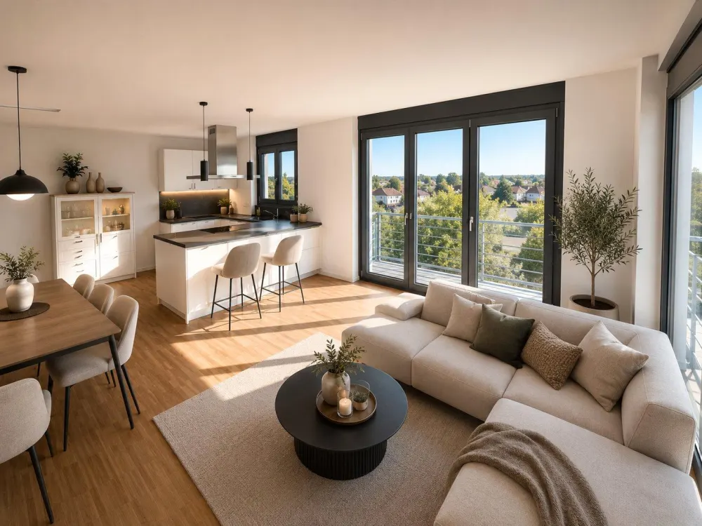 VERMIETUNG: Moderne 3-Zimmer-Wohnung im 1.OG, Balkon, Garage, EBK