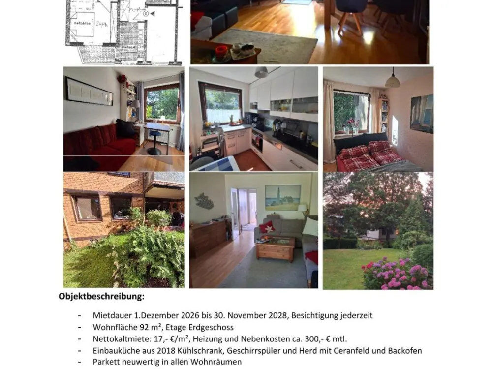 3.5-room apartment, partially furnished, in Alsterdorf limited to 2 years