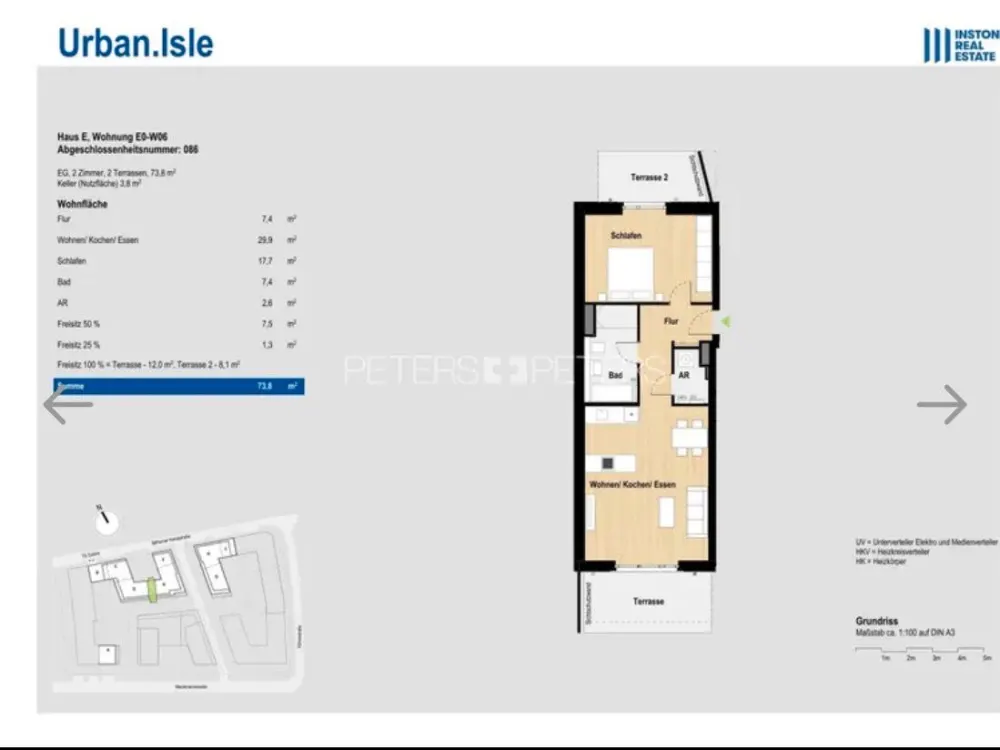 2 Zi. · 74 m² · 2 Terrassen · Neubau-Erstbezug in Rothenburgsort