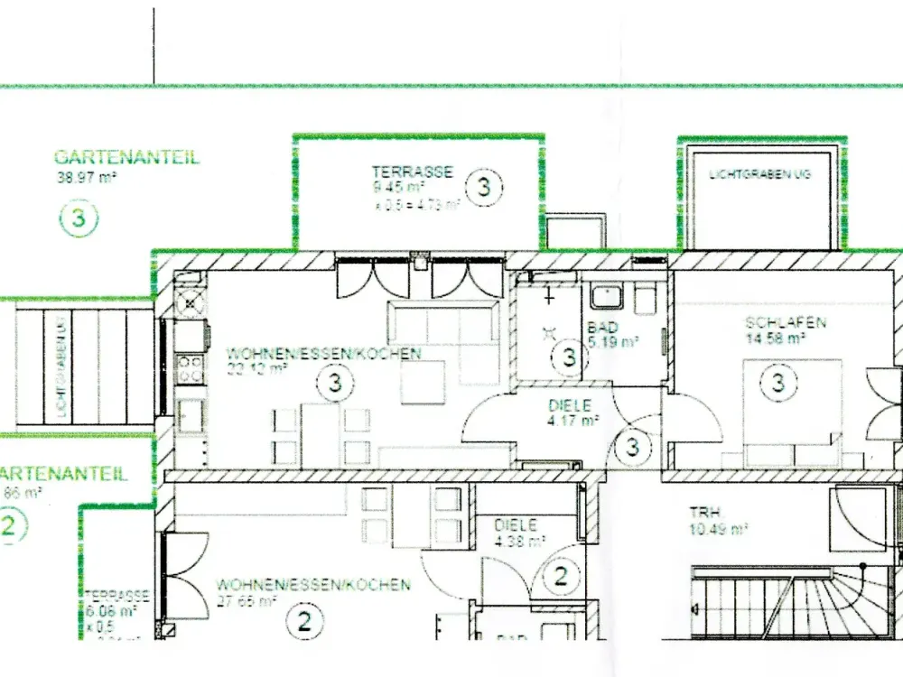 Freundliche, helle 2-Zimmer-Wohnung mit kleinem Garten