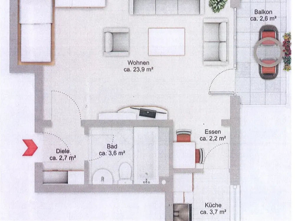 Findorff: Moderne, ruhige und helle 1 Zimmer Wohnung mit Balkon und Einbauküche