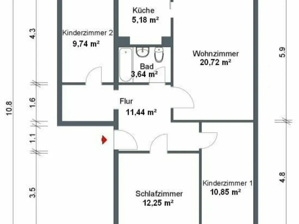 gut ausgestattete 4-Zimmer-Wohnung