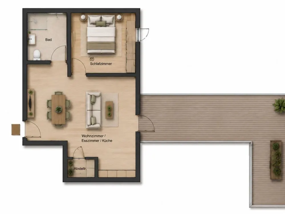 Erstbezug im 4. OG mit 49 m² Dachterrasse, Küche inklusive