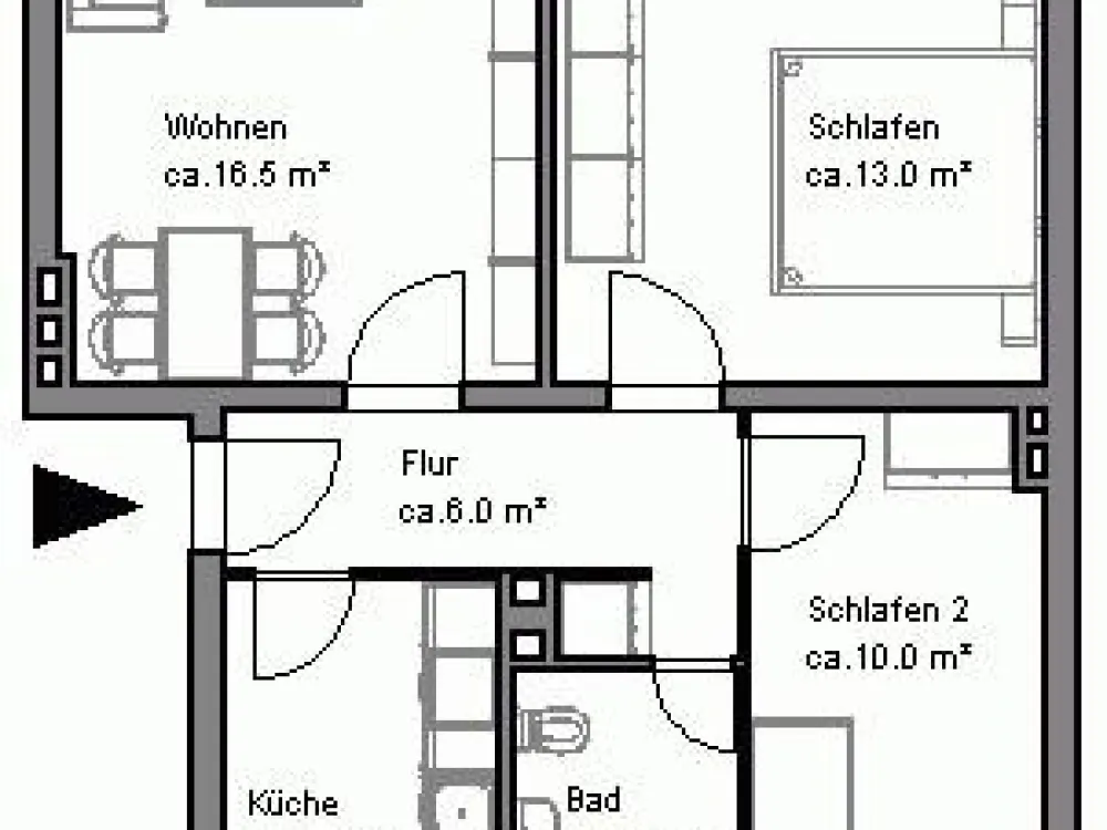 Modernisierte 3- Zimmer- Wohnung mit Balkon