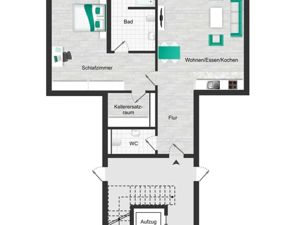 2-Zimmer-Neubauwohnung in BO-Werne mit Fahrstuhl und Tiefgarage