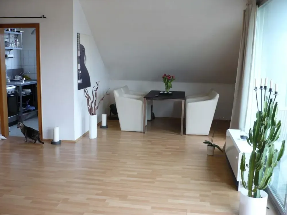 Commission-free! Very beautiful and bright attic apartment, 2 rooms, bathroom, kitchen, balcony
