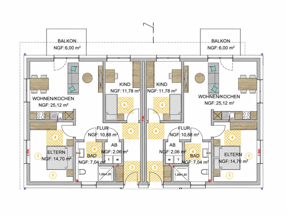 First occupancy in modern KFW40EE new building on the 1st floor