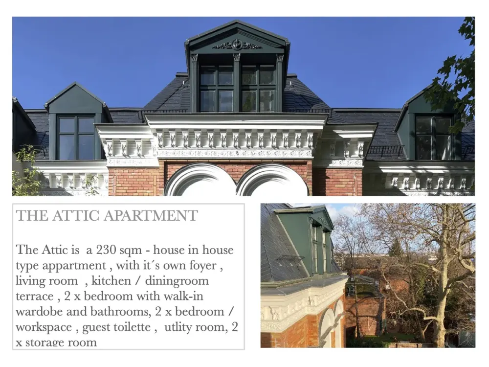5-Zimmer-Dachgeschoss - Kamin, Klimaanlage, EBK, Terrasse, in Denkmal Villa
