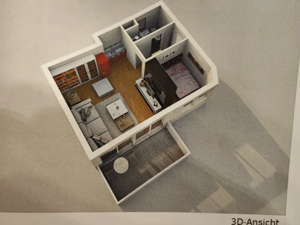 1,5-Zimmer-Wohnung mit Balkon und Küchenzeile im Grünen