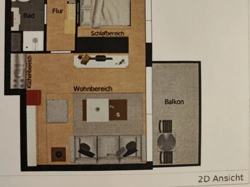 1,5-Zimmer-Wohnung mit Balkon und Küchenzeile im Grünen